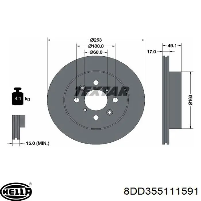 Купить 8DD355111591 HELLA Ротор тормозной