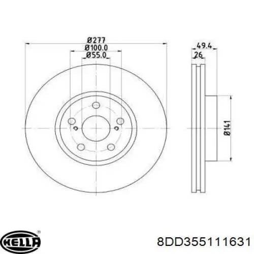 Передние тормозные диски 8DD355111631 HELLA