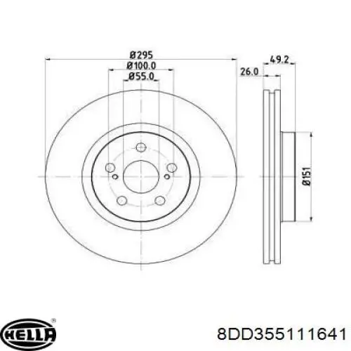 Передние тормозные диски 8DD355111641 HELLA