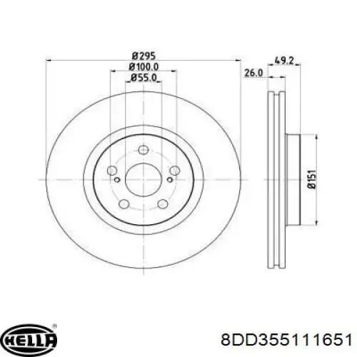 8DD355111651 HELLA диск тормозной передний