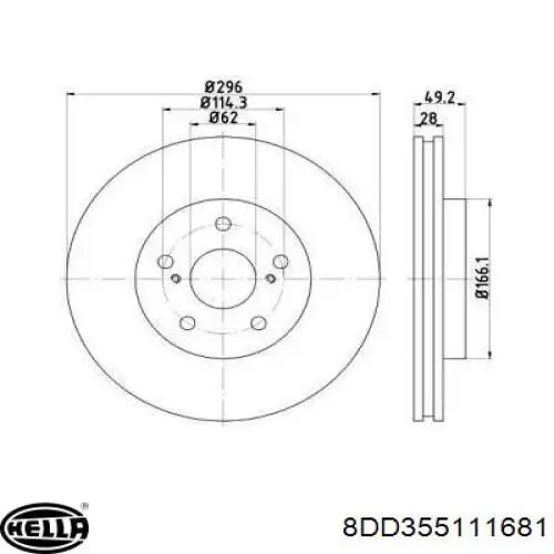 8DD355111681 HELLA диск тормозной передний
