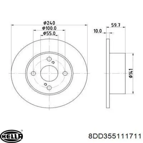 Тормозные диски 8DD355111711 HELLA