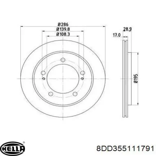 Передние тормозные диски 8DD355111791 HELLA