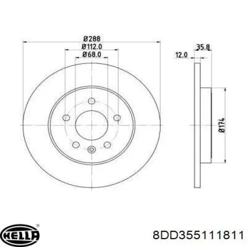 8DD355111811 HELLA диск тормозной задний