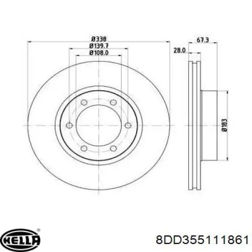 Передние тормозные диски 8DD355111861 HELLA