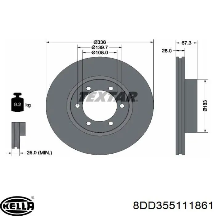 Купить 8DD355111861 HELLA Ротор тормозной