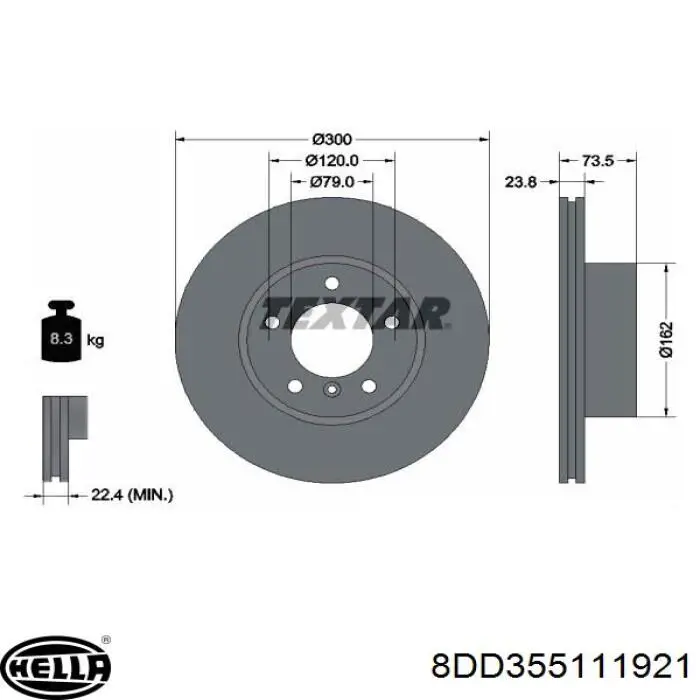 Купить 8DD355111921 HELLA Ротор тормозной
