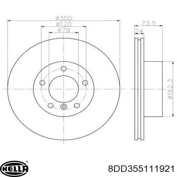 Передние тормозные диски 8DD355111921 HELLA