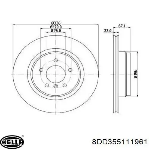 Задний тормозной диск HELLA 8DD355111961 цена, от 72.49 USD