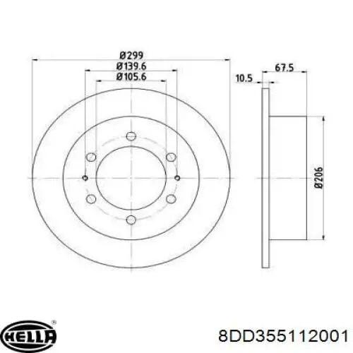 Тормозные диски 8DD355112001 HELLA