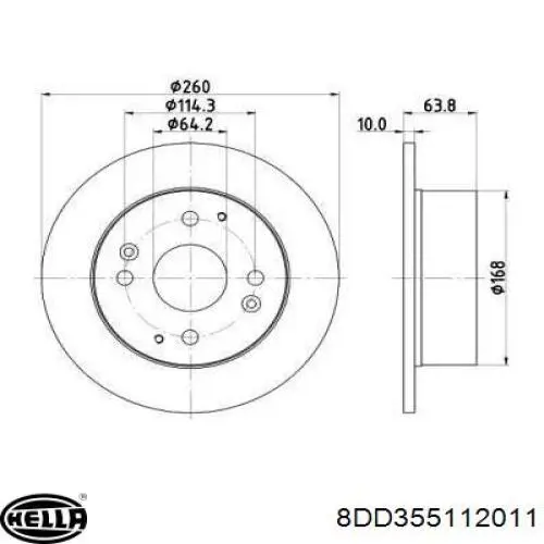8DD355112011 HELLA диск тормозной задний