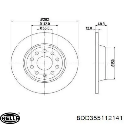 8DD355112141 HELLA диск тормозной задний