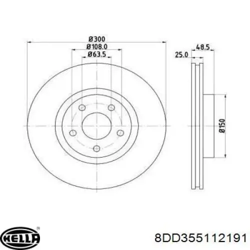 Передние тормозные диски 8DD355112191 HELLA