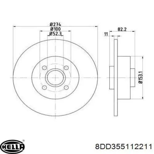 8DD355112211 HELLA диск тормозной задний