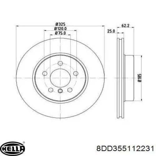 8DD355112231 HELLA диск тормозной передний