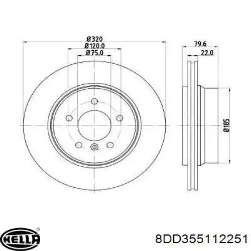 8DD 355 112-251 HELLA диск тормозной задний