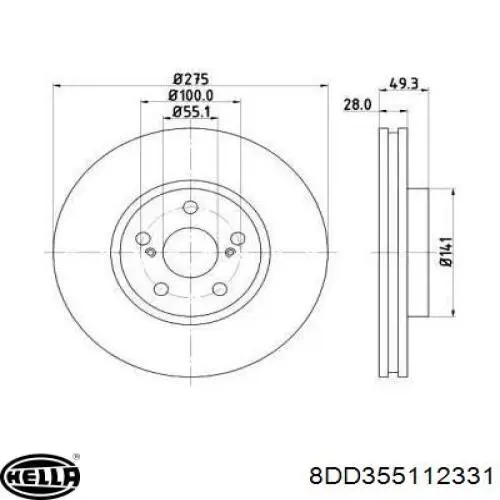 8DD355112331 HELLA диск тормозной передний