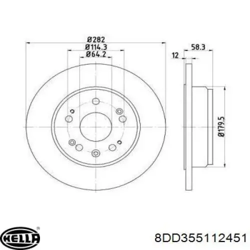 Тормозные диски 8DD355112451 HELLA