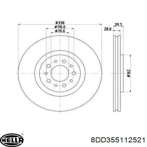 8DD355112521 HELLA диск тормозной передний