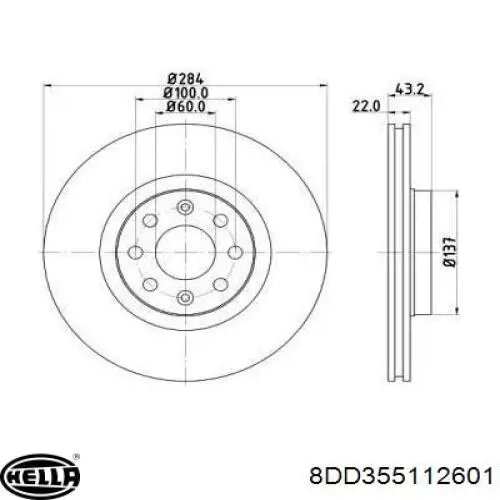 8DD355112601 HELLA диск тормозной передний