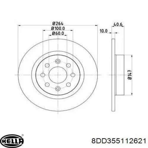8DD355112621 HELLA диск тормозной задний
