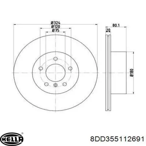 Тормозные диски 8DD355112691 HELLA