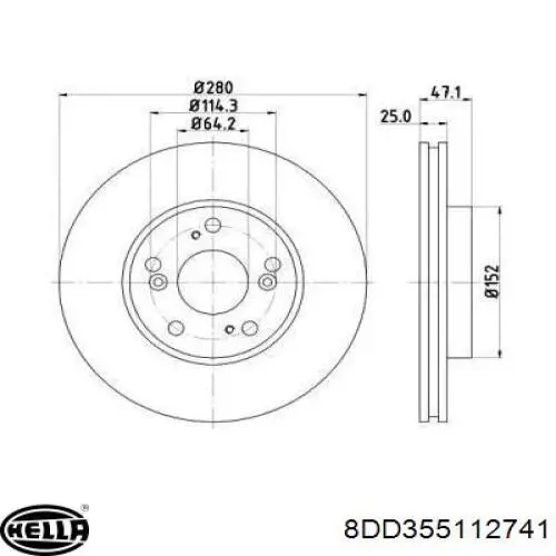 Передние тормозные диски 8DD355112741 HELLA