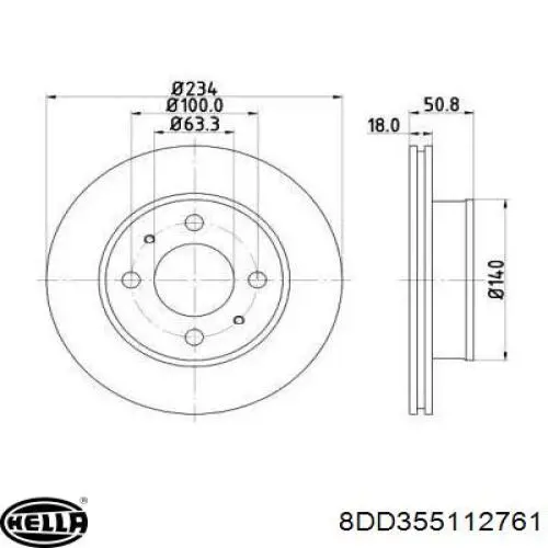8DD355112761 HELLA диск тормозной передний