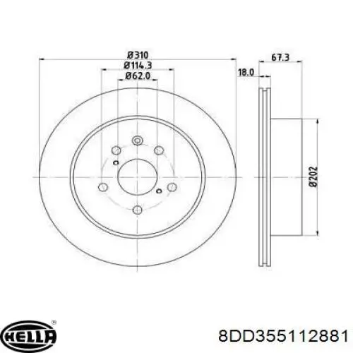 Тормозные диски 8DD355112881 HELLA