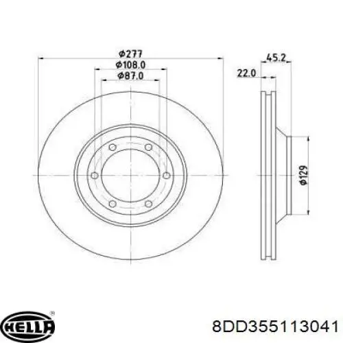 Передние тормозные диски 8DD355113041 HELLA