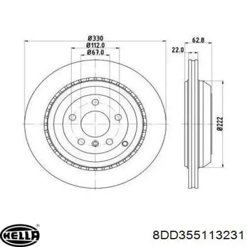 8DD355113231 HELLA диск тормозной задний