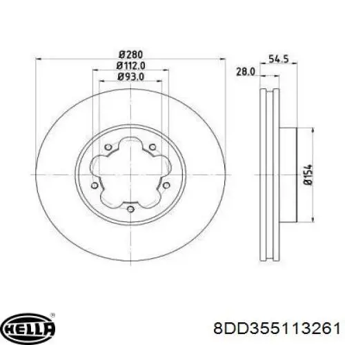 Передние тормозные диски 8DD355113261 HELLA