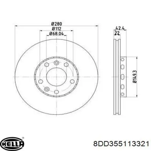 Тормозные диски 8DD355113321 HELLA