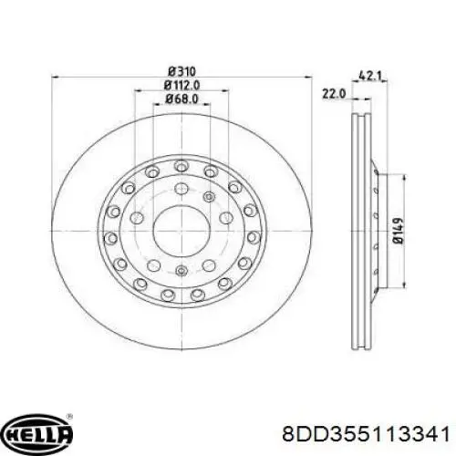 Тормозные диски 8DD355113341 HELLA