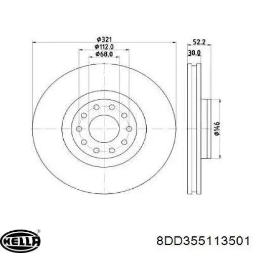 8DD355113501 HELLA диск тормозной передний