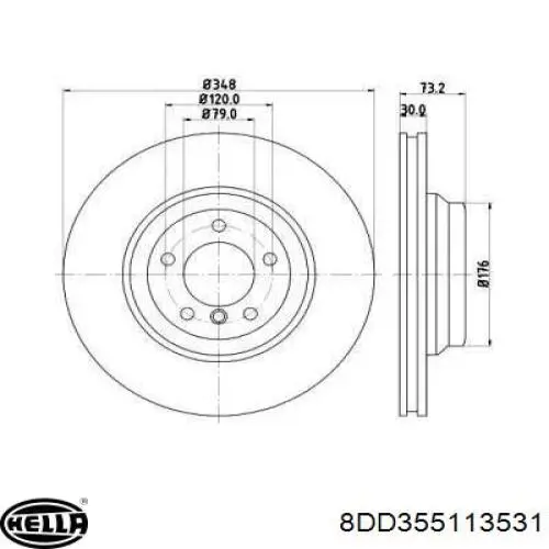 8DD 355 113-531 HELLA диск тормозной передний