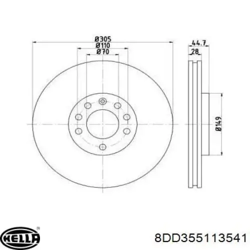 Передние тормозные диски 8DD355113541 HELLA