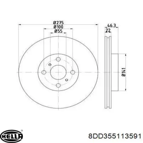 Передние тормозные диски 8DD355113591 HELLA