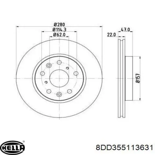 8DD355113631 HELLA диск тормозной передний
