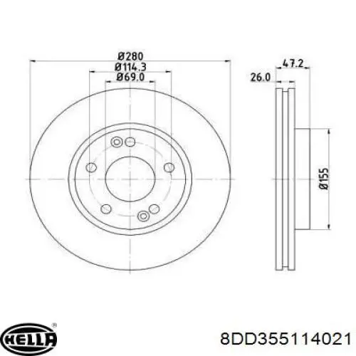 8DD355114021 HELLA тормозные диски