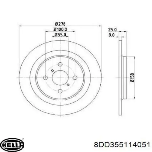 Тормозные диски 8DD355114051 HELLA