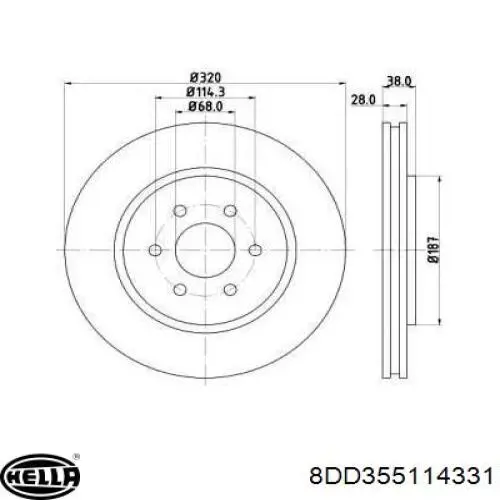8DD355114331 HELLA диск тормозной передний