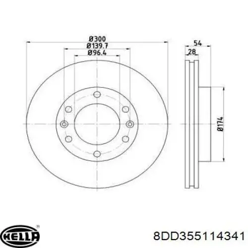 Передние тормозные диски 8DD355114341 HELLA