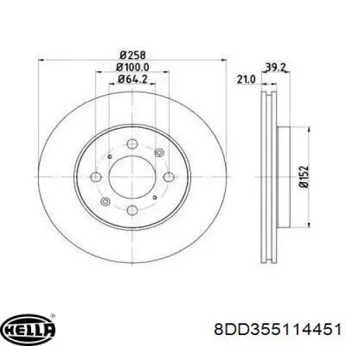 8DD355114451 HELLA диск тормозной передний