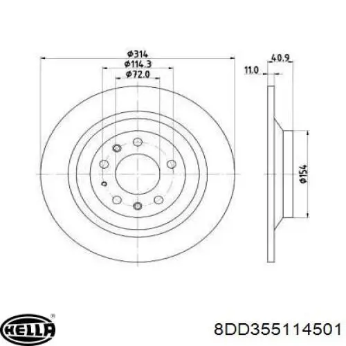 Тормозные диски 8DD355114501 HELLA