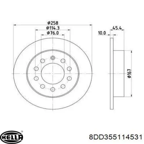 Тормозные диски 8DD355114531 HELLA