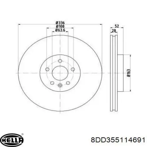 Передние тормозные диски 8DD355114691 HELLA