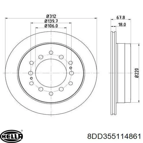 Задний дисковый тормоз HELLA 8DD355114861