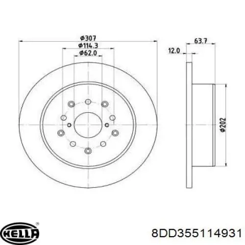 Тормозные диски 8DD355114931 HELLA