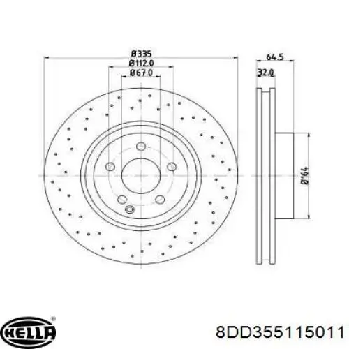 Купить 8DD355115011 HELLA Ротор тормозной